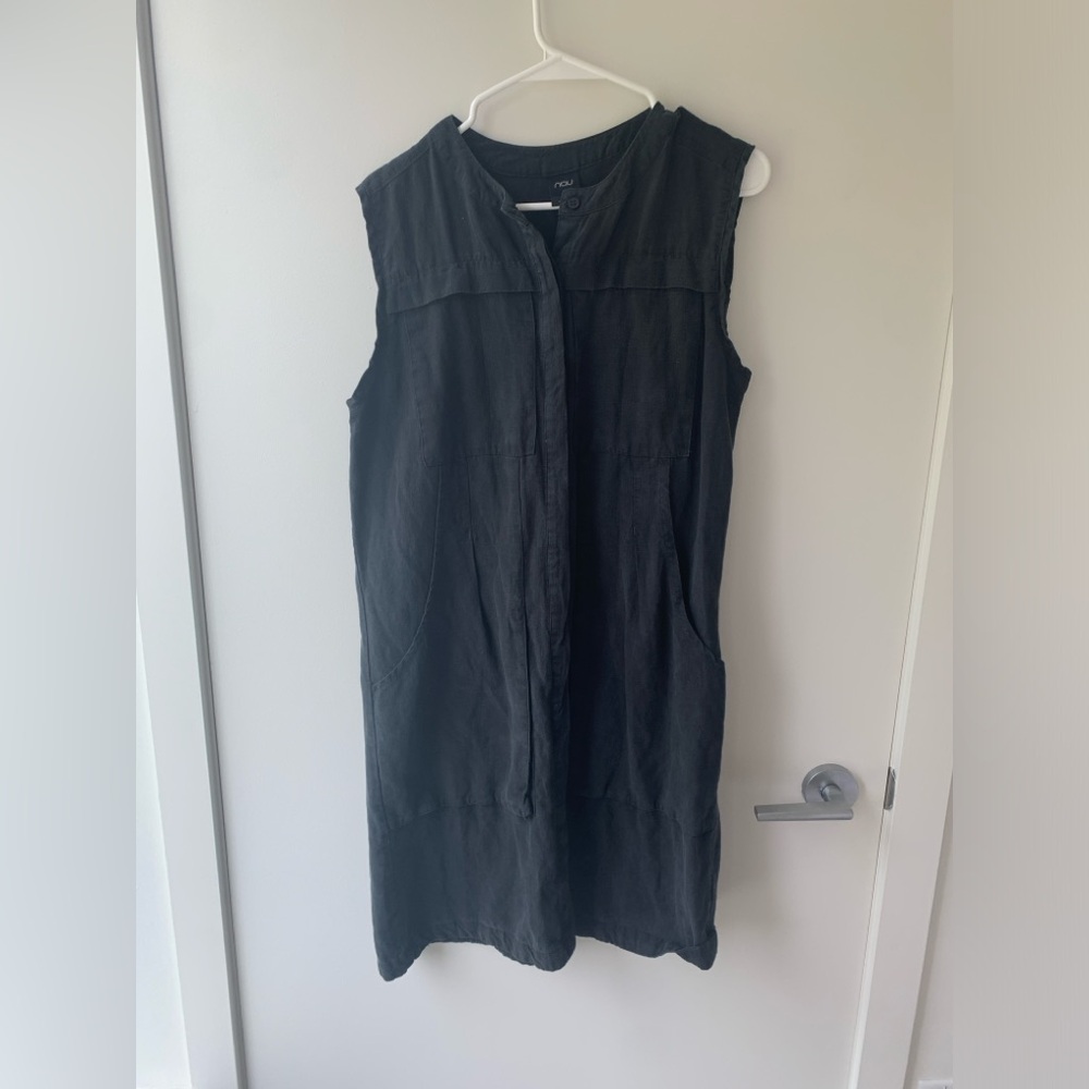 Black linen dress